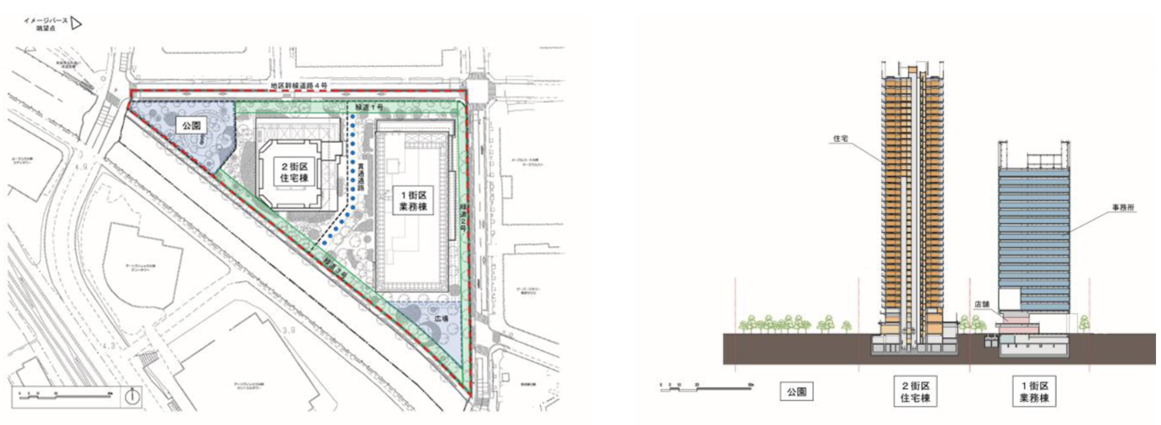 東五反田二丁目第３地区第一種市街地再開発事業の全体俯瞰図